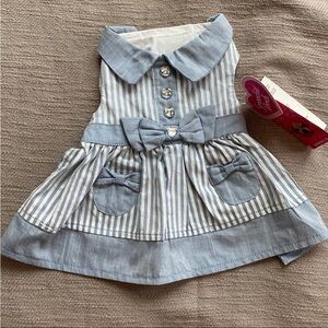Dog Dress | White & Blue Stripe